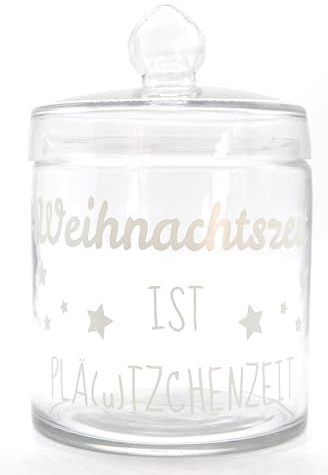 Plätzchen Glas klar 12,5 x 12,5 x 14 cm Weihnachtszeit ist Plä(u)tzchenzeit