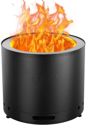 VEVOR Rauchfreier Feuerstellenofen, Lagerfeuer, H: 15,4 Zoll x Durchmesser: 19,3 Zoll, Holzkamine mit abnehmbarer Aschepfanne, tragbare Feuerstelle für den Außenbereich aus SUS430 Edelstahl