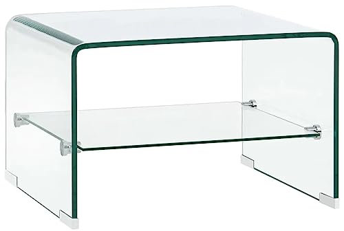 LIANGDONFC wohnzimmertisch rundcouchtisch rund、Coffee tablesCouchtisch Transparent 50×45×33 cm HartglasGeeignet für Wohnzimmer, Büro