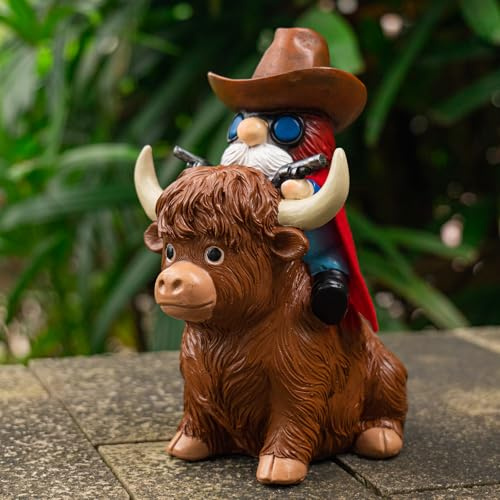mopha Statues de nains de jardin – Décorations extérieures de cowboy des Highlands, cadeaux pour femme, maman, décorations de Noël extérieures pour cour, patio, pelouse, porche