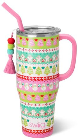 Swig Life Mega tazza, bicchiere da 1,18 l, con manico e cannuccia, lavabile in lavastoviglie, bicchiere isolante extra large, in acciaio inox (barattolo per biscotti)