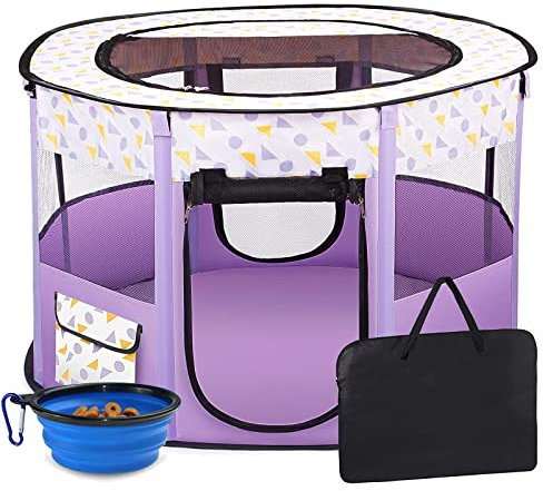 DMMFTERL Parc Pliable Portable pour Animaux de Compagnie, Parc pour Chiots, Parc pour Petits Chiens/Chats/Lapins/Poussins, Parc d'exercice Pliable pour Chien avec étui de Transport et Bol d