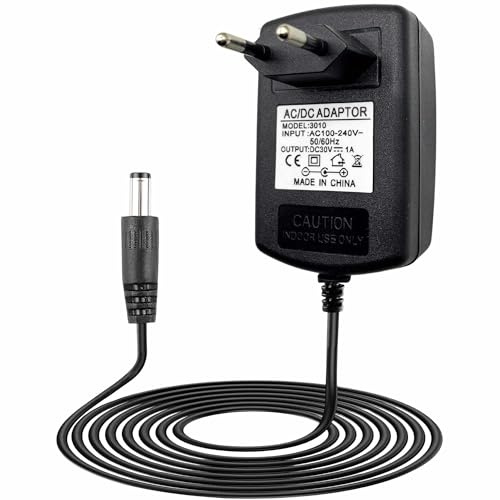 TECHZOCO Alimentador 30V 1A, Adaptador de Corriente, Fuente de alimentación 1A, Alimentador de Pared 30V 1A, Cargador 30 voltios, Adaptador Alimentación, Conector DC 5.5 x 2.1 mm, Negro
