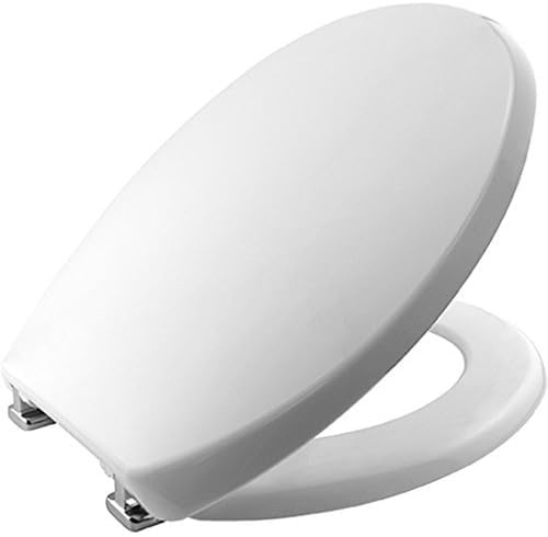 BEMIS Buxton ECO Ultra-Fix White Thermoplastic Toilet Seat with Adjustable Chrome Hinges - Non-Slip, Easy to Clean, Quick Installation