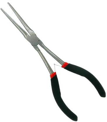 Yianyal Pince longue portée, pince à bec long,Pince à bijoux à angle droit | Pince de fabrication de bijoux de 6 pouces pour les espaces restreints, pince à Long nez à Angle droit, pince de préhension