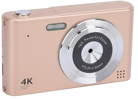 48 MP 4K Digitalkamera, Retro CCD-kamera Digital SLR-kamera för Fotografering, 16x Zoom, 2,4 IPS-skärm, Inbyggd Blixt, Autofokus, Vloggningsvideokameror för Resor (Guld)