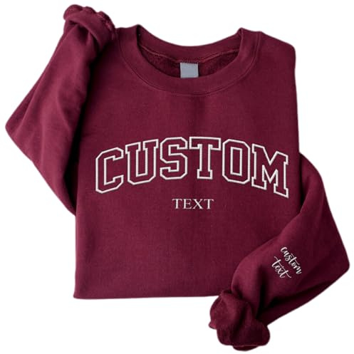 ZYHJJ Felpa Personalizzata - Pullover Ricamato Personalizzato con Nomi - Progetta Le tue Felpe con Cappuccio Personalizzate - Felpe per Coppie - Regali di Festa per Mamma papà Nonni