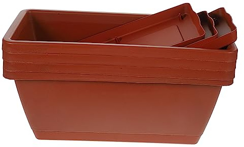 Gatuida 4pezzi Fioriera Rettangolare Per Piante Da Esterno Contenitore Per Piantare Fiori Vaso Da Fiori in Plastica Giardinaggio Domestico Ornamento Rettangolare Balcone o Finestra