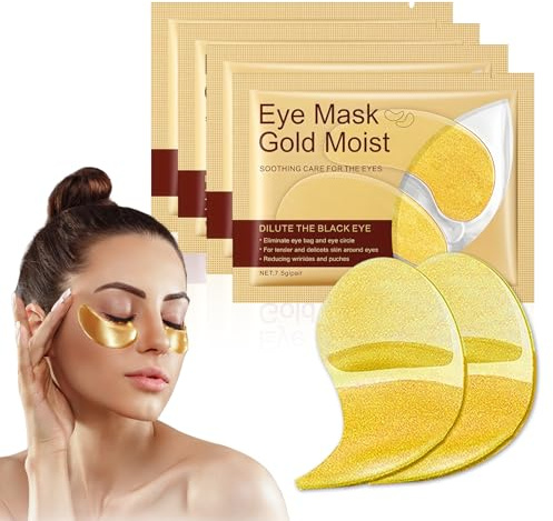 60 Pcs Oro Patch Occhi, Collagene Patch Occhi, Patch Occhi Antirughe Donne e Uomini, Patch Occhiaie e Borse, Rimuovi Borse e Puffiness, Contorno Occhi Idratante (Oro)