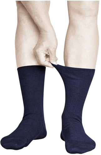 VITSOCKS 98% Bomull Strumpor utan Resår Herr (3 PAR) Lös Passform, Svullna Vrister