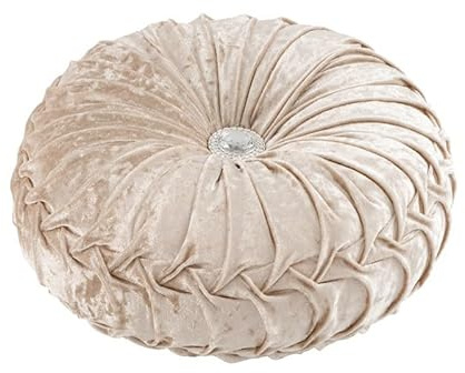 Fouriding EIS Samt Rad Wurf Kissen 35cm,Kürbis Kissen Rad Kissen Rundes Bodenkissen für Wohnzimmer Sofa Bett Stuhl Boden Auto Kissen Haus Dekoration (Champagner)