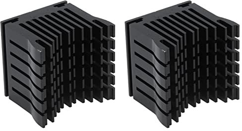 Stepper Motor Heatsink Cooler, 2Pcs Aluminium Heatsink Cooler for 3D Printer Motherboard Cooling, Hosts Heat Sink with Bracket for Adjustment (Black)