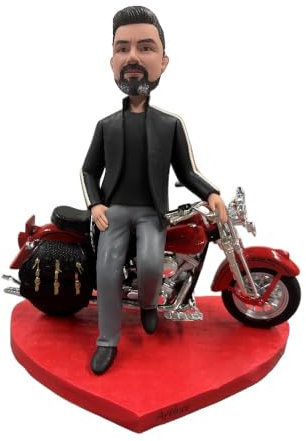 mydedor Custom Biker Man Wackelkopf – Personalisiertes Motorrad-Geschenk 2025, handgefertigte coole Reiter-Figur, einzigartige Schreibtischdekoration, Vatertags-Andenken, hergestellt aus Ihrem Foto