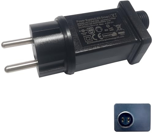 4.5V 1A Lichterkette Netzteil Adapter, Wasserdicht IP44 Transformatoren, LED Netzteil Adapter, LED Niederspannungs Lichterkette Außen Trafo Geeignet für Weihnachtsbaum Lichter, Eiszapfenlichter
