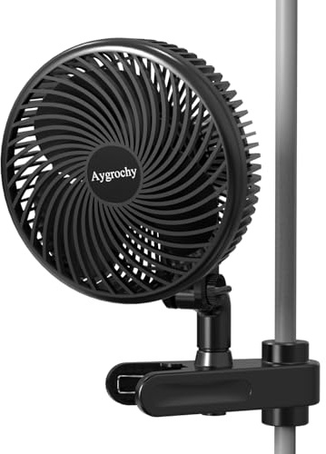 Aygrochy 10 W klickbar fläkt, EC-motorer, 10 hastigheter, intelligent applikationskontroll, IP-44-skydd, oscillerande fläkt för odlingstält