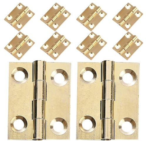 Goldene Messingscharniere H-form 1 Zoll für Schranktüren | Klassischer Retro Stil, Präzise H-form, Sichere Montage, Geeignet für Tor und Badezimmer, 10 Stück-pack