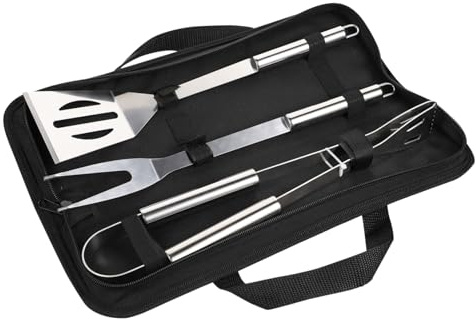 UKCOCO 3pièces Kit Ustensiles pour Barbecue Fourchette Et Spatule Acier Inoxydable Outils De Cuisine Extérieur Set De Pique-