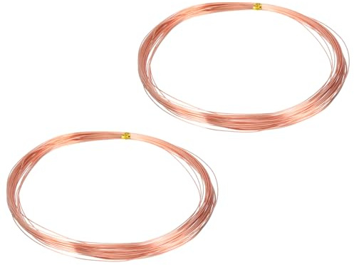 QUARKZMAN 99,9% Reiner Blanker Kupferdraht, Weicher Reiner Kupfer Basteldraht 30 Fuß 26 Gauge (0,4mm) Für Basteln Schmuckherstellung Elektrokultivierung Gartenarbeit, Packung Mit 2 (9m)