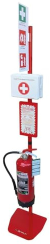 Piantana porta-estintore SafeHUB con coperta antifiamma e cassetta pronto soccorso, con le migliori dotazioni di sicurezza (con estintore + coperta + cassetta)