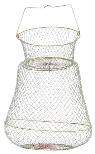 Healeved Cesto per Pesci in Filo D’Acciaio Pieghevole 33X54 CM Apertura a Molla Accessorio per Rete da Pesca e Trappola per Granchi per Pesca All’Aperto