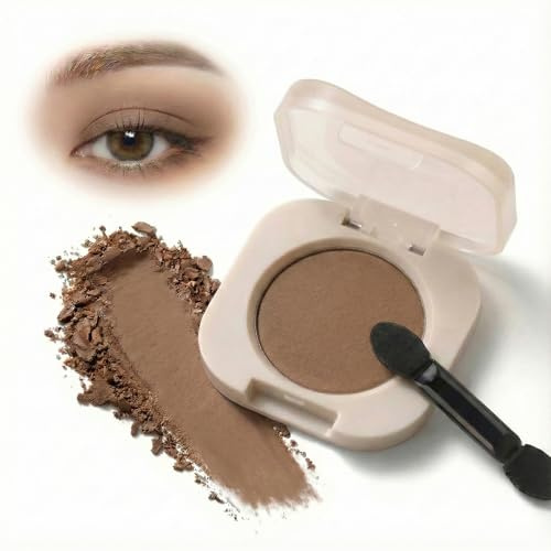 Mocha Brown Single Eyeshadow, Soft Matte Nude Taupe Pressed Powder Eye Shadow with Mirror & Applicator, Long Lasting Blendable Natural Eye Makeup for Women & Mature