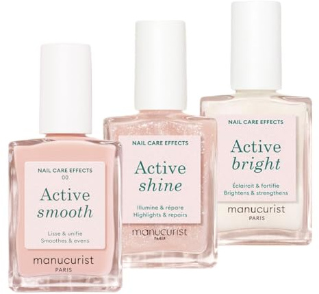 Manucurist Active Icons Trio Pintauñas Set | Esmaltes Uñas Active con Smooth 00, Shine y Bright - Fortalecedores de Uñas, Abrillantadores y Cuidado