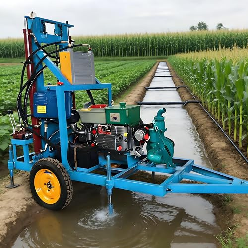 Plate-forme de forage hydraulique de puits d'eau montée sur remorque, machine de forage mobile portable, 100 m de profondeur pour l'irrigation agricole, usage domestique, génie civil, forage de puits