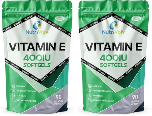 Nutrivolv Vitamin E 400IU - 90 Softgels | Antioxidant Supplement for Skin Support & Cell Protection | Helps Reduce Oxidative Stress, Promotes Healthy Skin & Immune Support (Pack of 2)