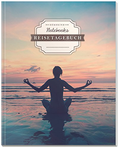 DÉKOKIND Reisenotizbuch zum Selberschreiben | DIN A4, 100+ Seiten, Register, Vintage Softcover | Perfekt als Abschiedsgeschenk | Motiv: Yogaübung