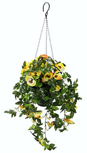Stiefmütterchen-Hängeampel Blumen Pflanzen Kunstpflanzen Kunstbäume Dekopflanzen Kunstblumen Deko Hängend Hängeblumen Rankende Seidenblume Girlande