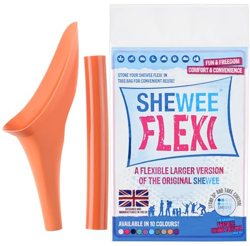 SHEWEE Flexi – L'urinoir féminin Original – Dispositif d'urination réutilisable, Flexible et Portable. Festival, Camping, Voiture, randonnée Indispensable pour Les Femmes – Citrouille