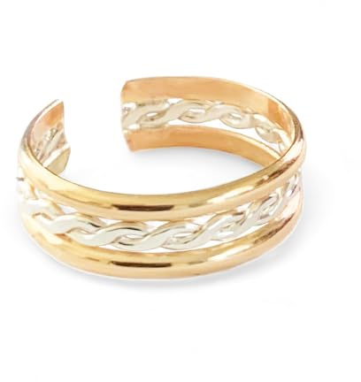 Toe ring | Flätring 14K guldfyllning och sterlingsilver | unisex justerbar tåring för herr eller dam | en storlek passar alla | tvåton blandad metallring, metall, Metall