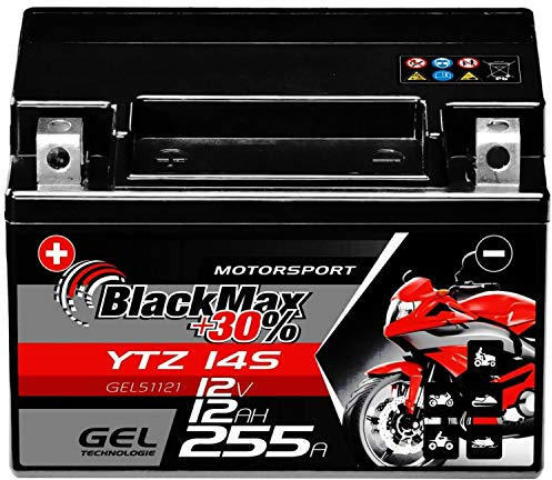 BlackMax YTZ14S Motorradbatterie GEL 12V 12Ah YTZ14-4 Batterie GTZ14-4 YTZ14-S