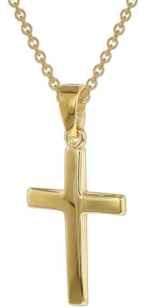 trendor Kreuz-Anhänger Gold 333 mit goldplattierter Silberkette 39438 | zauberhafter Halsschmuck für Damen, diese Halskette ist eine tolle Geschenkidee,