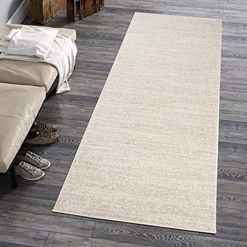 Mazovia Tapis - Tapis Couloir Long - Tapis Moderne Abstrait - Tapis Salon, Chambre, Cuisine et Couloirs - Certifié Oeko-Tex - Tapis de Couloir au Metre - Crème Blanc - 100 x 100 cm