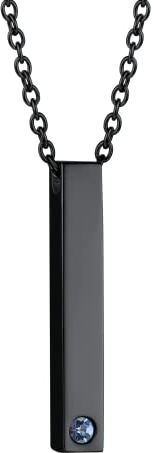 GoldChic Säulen Schmuck Quader Stab Damen Anhänger Memorial Quader Anhänger Edelstahl Halsketten Personalisiert Gravur Schwarz Mini Streifen Pendant Anhänger für Gedenk mit Zirkon