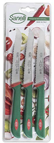 Sanelli Set 3 Coltelli Frutta e verdura Pomodoro seghettato cm.12