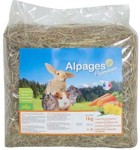 animallparadise - Foin alpage, Carotte et Pissenlit, 1 kg, pour Rongeur.