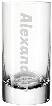 LUXENTU Schnapsgläser mit Gravur, Name vertikal, 5 cl, 1 Stück | Personalisierte Stamper, individuelle Namensgravur, Geschenk zur Hochzeit oder Geburtstag, Spülmaschinenfest