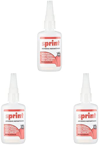 Rayt 607-39 SPRINT Adhesivo instantáneo de cianoacrilato, uniones rápidas y súper resistentes en segundos. Plástico, caucho, goma, metales, porcelana. Tubo 50gr., Paquete de 3
