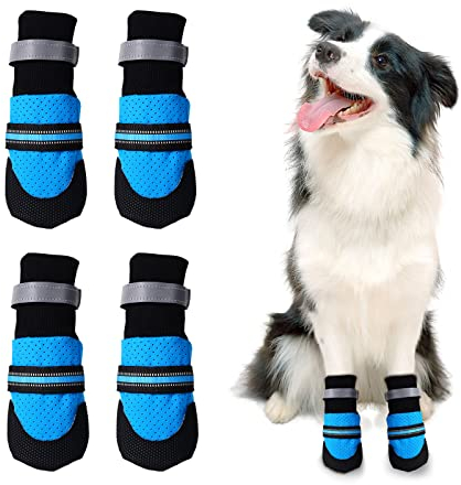 Avaner Hundeschuhe Pfotenschutz Hund wasserdichte 4 Stücke Hunde Schuhe Anti Rutsch Sohle Outdoor Hundestiefel mit reflektierendem Klettverschluss Hundesocken für kleine mittlere und große Hunde