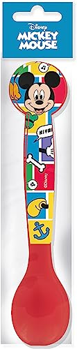 Tataway Disney Set 2 posate rosse per bambini in plastica Mickey Mouse Topolino forchetta e cucchiaio