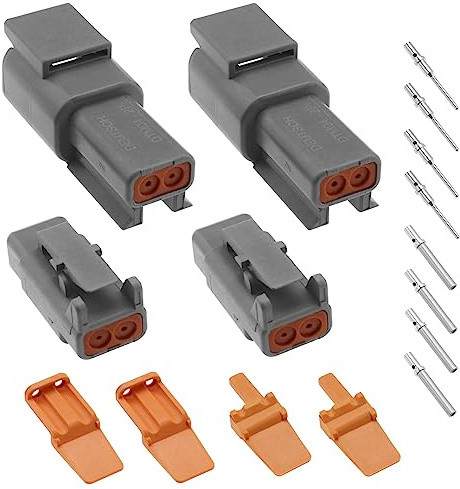 VGOL 2 Sets DTM Series 2 Pin Way Connector Kit Male & Female Electrical Wire Connector Plug DTM06-2S & DTM04-2P for Automobiles Motorcycles Trucks Boats