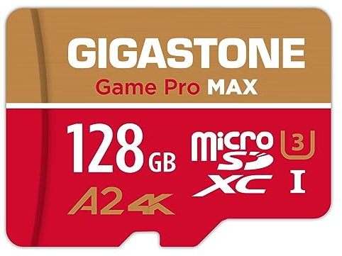 【Nur für Switch 1】GIGASTONE 128GB Micro SD Karte + Adapter, Game Pro MAX, bis zu 150/100 MB/s, MicroSDXC Speicherkarte für Nintendo Switch 1 Gopro DJI, A2 V30 U3 UHS-I【5 Jahre kostenlose Datenrettung】