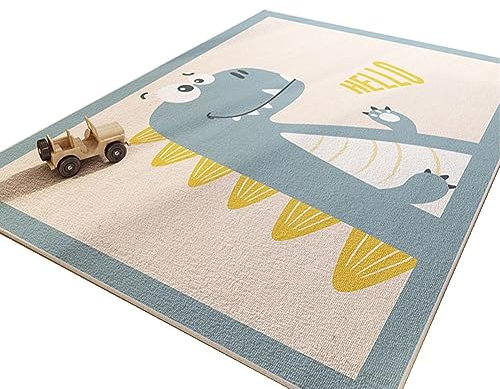 YATOLA Teppiche für Wohnzimmer Schlafzimmer Esszimmer Kinderzimmer Kurzflor Spielteppich Kinderteppich Teppich Spielmatte Weicher Teppiche für Mädchen Zimmer Dinosaurier Löwe Tier (Blau, 120x160cm)
