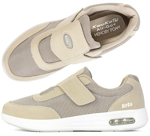 KWUKOTY Orthopedic Wide Diabetic Shoes for Women - Plantar Fasciitis Relief Khaki Size 7