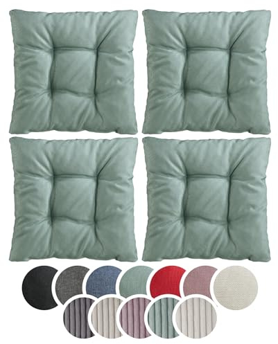sleepling 4er Set Stuhlkissen 38x38cm, Sitzkissen für Stuhl Bank, Türkis | Weicher Möbelstoff 38 x 38 cm, Indoor & Outdoor, Made in EU, OEKO-Tex, Waschbar bis 30 Grad, 4 Stück