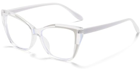 LJCZKA Vintage Blaulichtfilter Brille Katzenaugen Damen，Brille ohne Sehstärke Anti-Müdigkeit Computer Gaming Brillen für PC