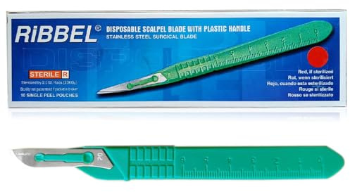 May 10 Stück Einweg Skalpellklingen Figur 20 mit Skalpellhalter aus Kunststoff einzeln steril verpackt