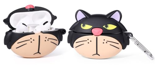 Custodia per AirPods Pro 2a/1a generazione (2023/2022/2019) con portachiavi, XMBYGY - Custodia protettiva antiurto in silicone con kit per uomo e donna (Lucifercat)